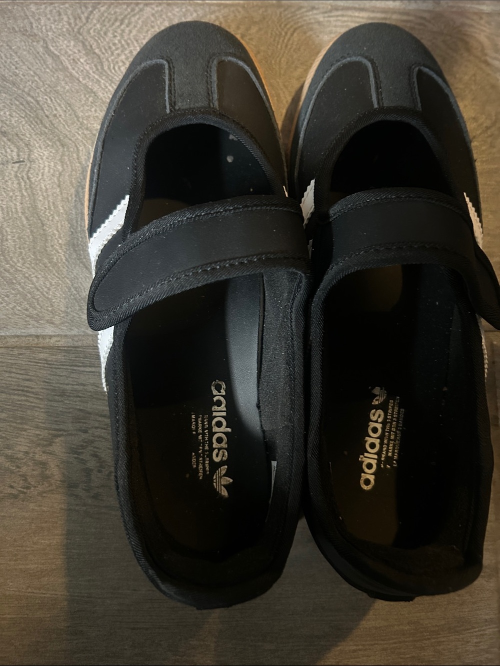 adidas  Black Mary Jane Sneakers with White Stripes